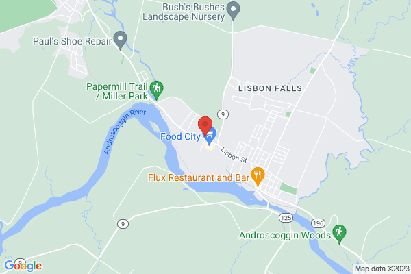 Location map for Lisbon Falls